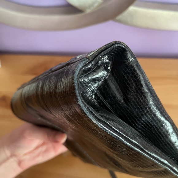 Vintage Black and Cream Snakeskin Evening Bag - Picture 5 of 7